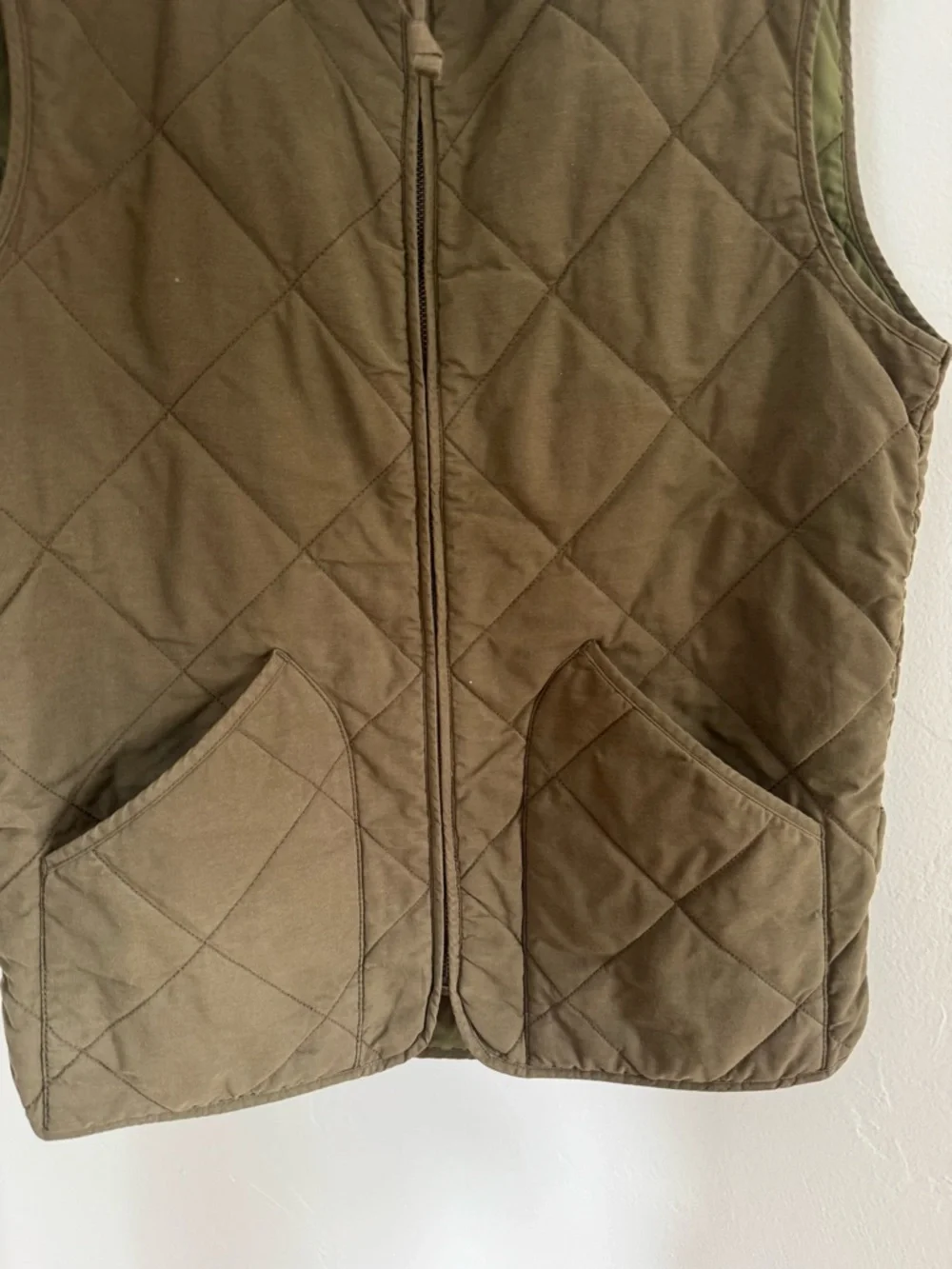 J. Crew Mercantile Full Zip Green Quilted Puffer Vest Green Cotton Blend Fall